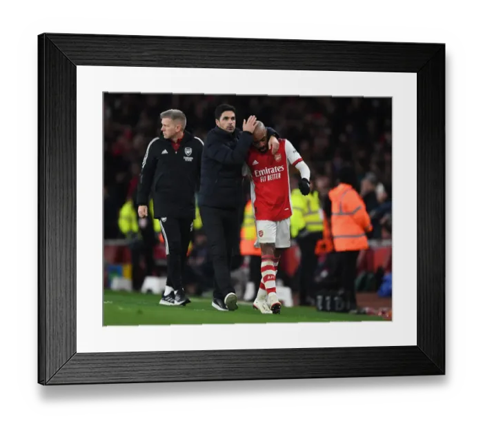 Framed Print : Mikel Arteta Comforts Emotional Lacazette After Substitution: Arsenal's Heartfelt Moment vs West Ham United Framed Print : Mikel Arteta Comforts Emotional Lacazette After Substitution: Arsenal's Heartfelt Moment vs West Ham United