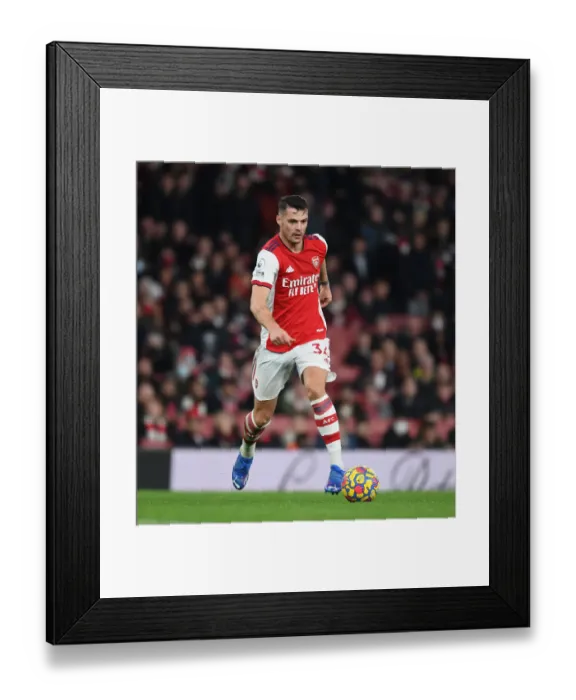 Framed Print : Granit Xhaka: In Action for Arsenal Against West Ham United, Premier League 2021-22 Framed Print : Granit Xhaka: In Action for Arsenal Against West Ham United, Premier League 2021-22