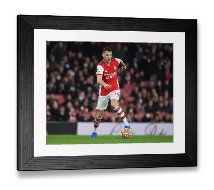 Framed Print : Granit Xhaka: In Action for Arsenal Against West Ham United, Premier League 2021-22