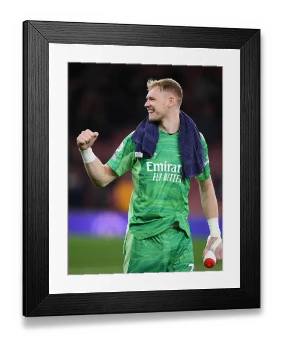 Framed Print : Arsenal's Aaron Ramsdale Celebrates with Fans after Arsenal v West Ham United Win Framed Print : Arsenal's Aaron Ramsdale Celebrates with Fans after Arsenal v West Ham United Win