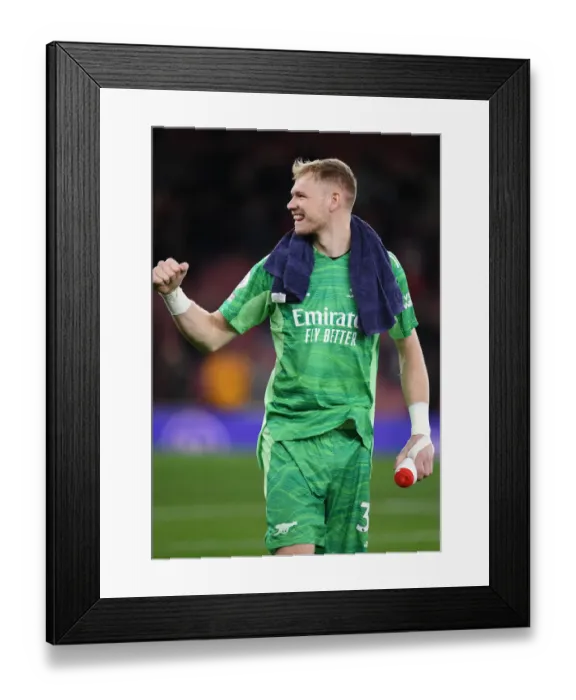 Framed Print : Arsenal's Aaron Ramsdale Celebrates Victory with Ecstatic Fans at Emirates Stadium Framed Print : Arsenal's Aaron Ramsdale Celebrates Victory with Ecstatic Fans at Emirates Stadium
