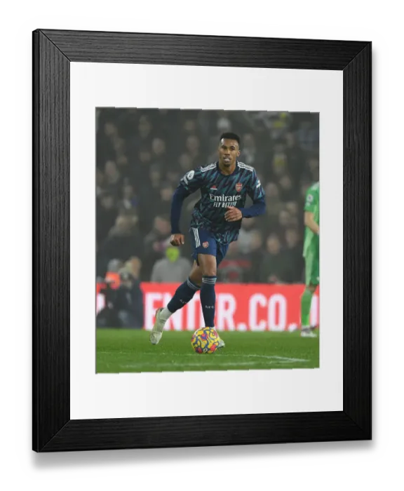 Framed Print : Gabriel in Action: Arsenal vs. Leeds United, Premier League 2021-22