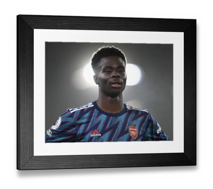 Framed Print : Bukayo Saka's Brilliant Performance: Arsenal Triumphs Over Leeds United, Premier League 2021-22
