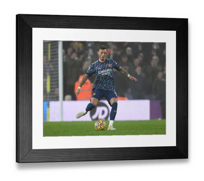 Framed Print : Ben White's Firm Stand: Arsenal vs Leeds United in Premier League Battle