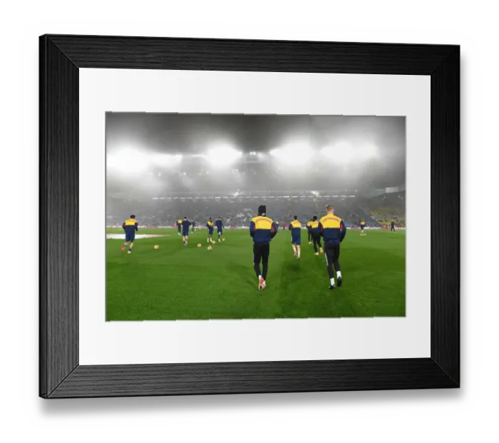 Framed Print : Arsenal Players Warm Up Ahead of Leeds United Clash in Premier League Framed Print : Arsenal Players Warm Up Ahead of Leeds United Clash in Premier League