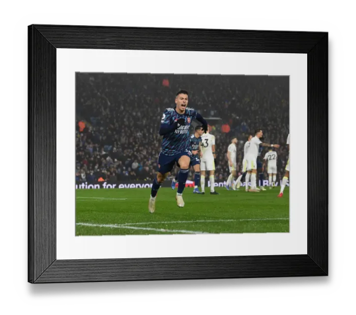 Framed Print : Gabriel Martinelli Scores First Arsenal Goal: Leeds United vs. Arsenal, Premier League 2021-22 - Martinelli's Debut Strike for the Gunners