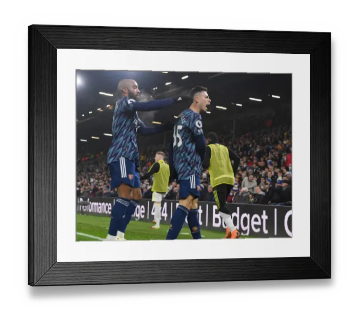 Framed Print : Martinelli and Lacazette Celebrate First Arsenal Goal in Leeds United Win, 2021-22 Premier League Framed Print : Martinelli and Lacazette Celebrate First Arsenal Goal in Leeds United Win, 2021-22 Premier League