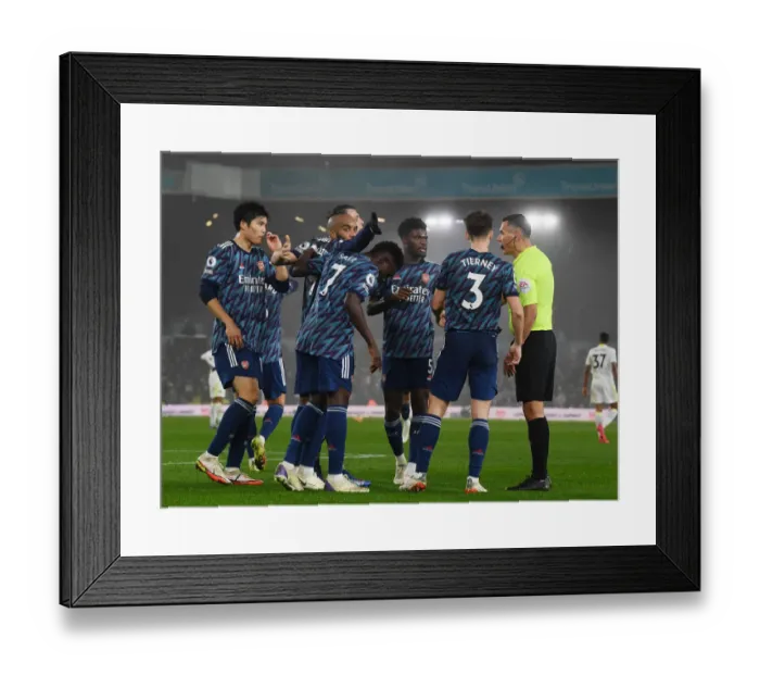 Framed Print : Arsenal's Controversial 3-Goal Comeback Against Leeds United in the Premier League