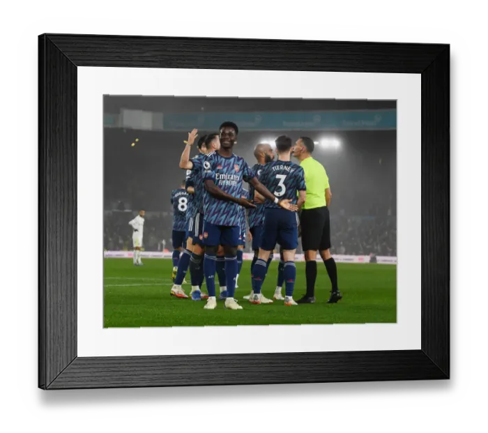 Framed Print : Bukayo Saka's Hat-Trick: Arsenal's Thrilling Victory Over Leeds United in Premier League Showdown
