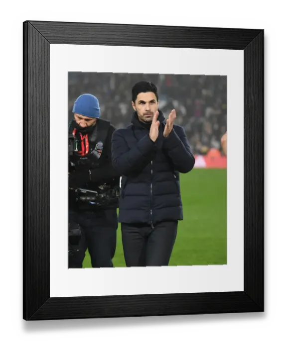 Framed Print : Mikel Arteta Applauds Arsenal Fans After Leeds United Victory, Premier League 2021-22