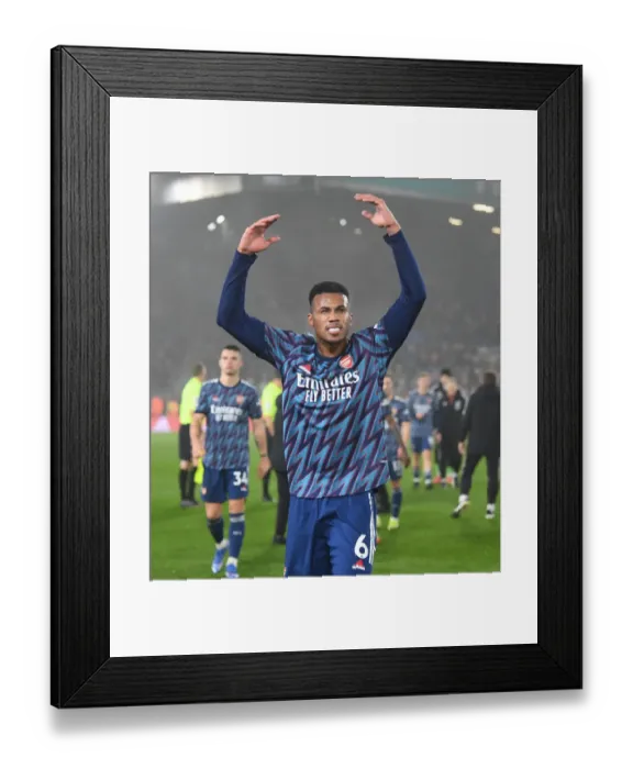 Framed Print : Gabriel Celebrates with Arsenal Fans: Leeds United vs Arsenal, Premier League 2021-22 Framed Print : Gabriel Celebrates with Arsenal Fans: Leeds United vs Arsenal, Premier League 2021-22