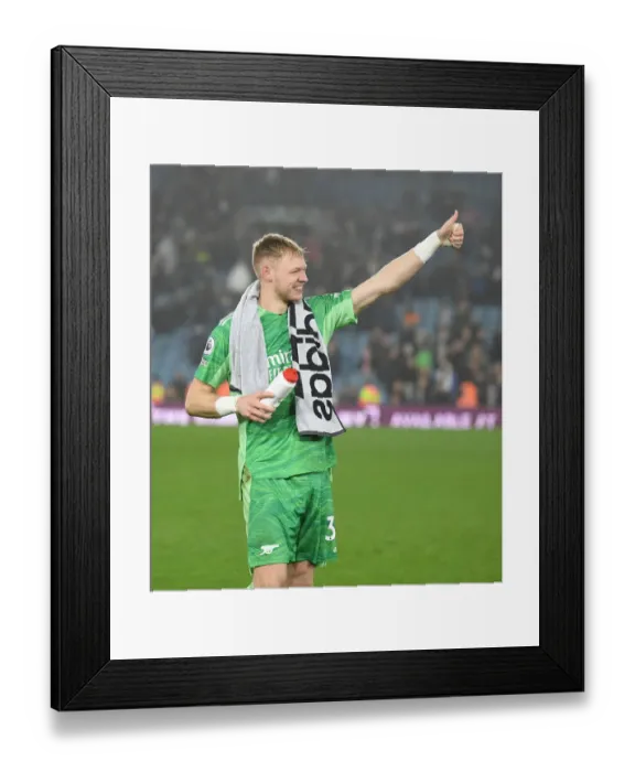 Framed Print : Arsenal's Ramsdale Gives Thumbs Up to Leeds Fans After Intense Premier League Clash
