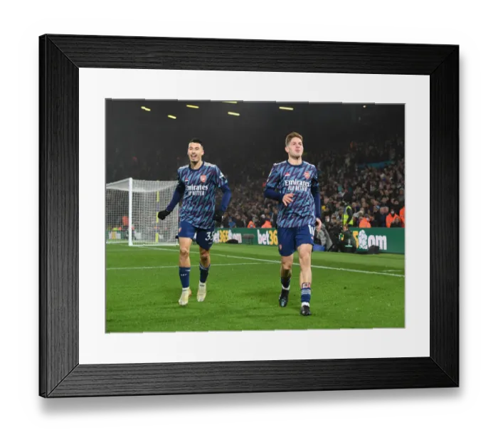 Framed Print : Emile Smith Rowe and Gabriel Martinelli Celebrate Arsenal's Four-Goal Lead over Leeds United Framed Print : Emile Smith Rowe and Gabriel Martinelli Celebrate Arsenal's Four-Goal Lead over Leeds United