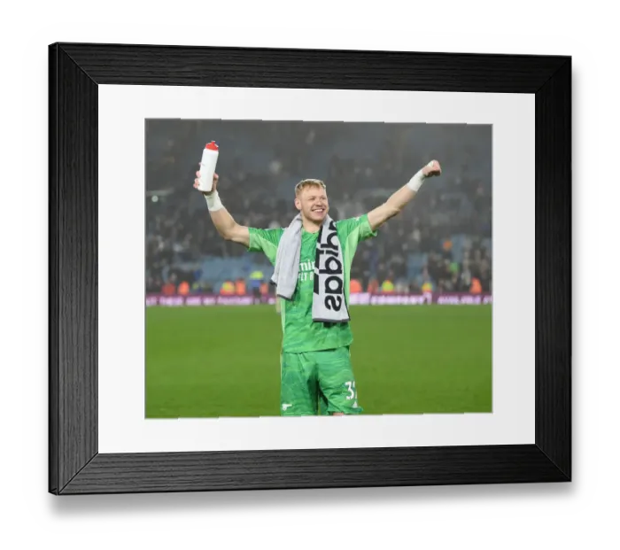 Framed Print : Arsenal's Ramsdale Savors Thrilling Victory Over Leeds United in Premier League