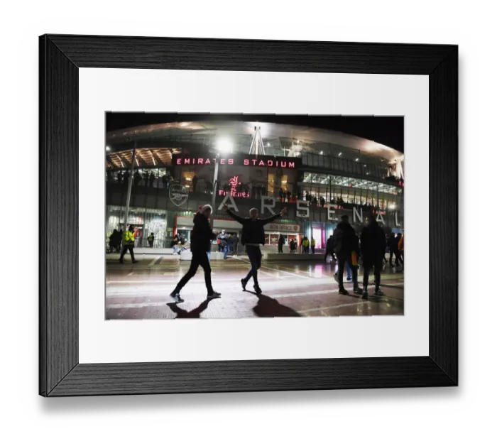 Framed Print : Arsenal Fans Gather Outside Emirates Stadium Ahead of Carabao Cup Quarterfinal vs Sunderland