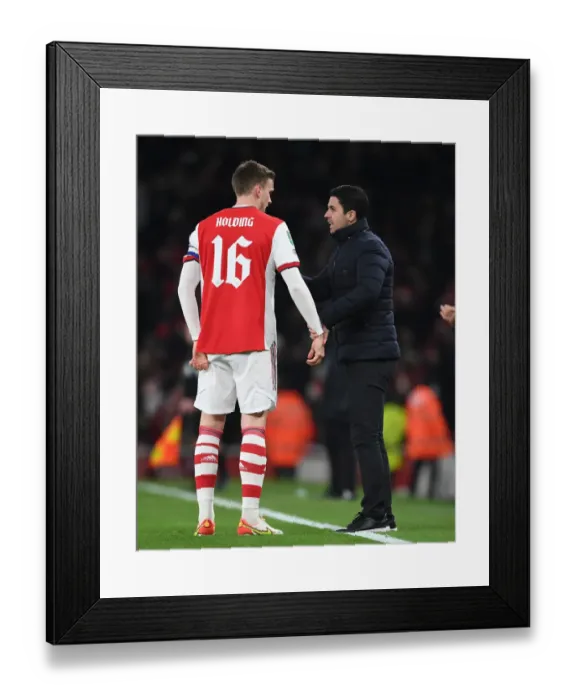 Framed Print : Arsenal vs Sunderland: Mikel Arteta Motivates Rob Holding in Carabao Cup Quarterfinal Framed Print : Arsenal vs Sunderland: Mikel Arteta Motivates Rob Holding in Carabao Cup Quarterfinal
