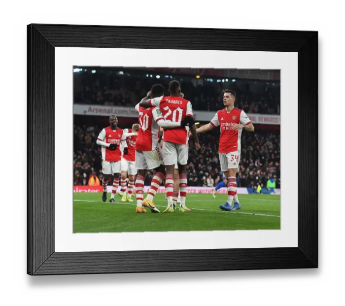 Framed Print : Arsenal's Eddie Nketiah Celebrates Goal Against Sunderland in Carabao Cup Quarterfinal