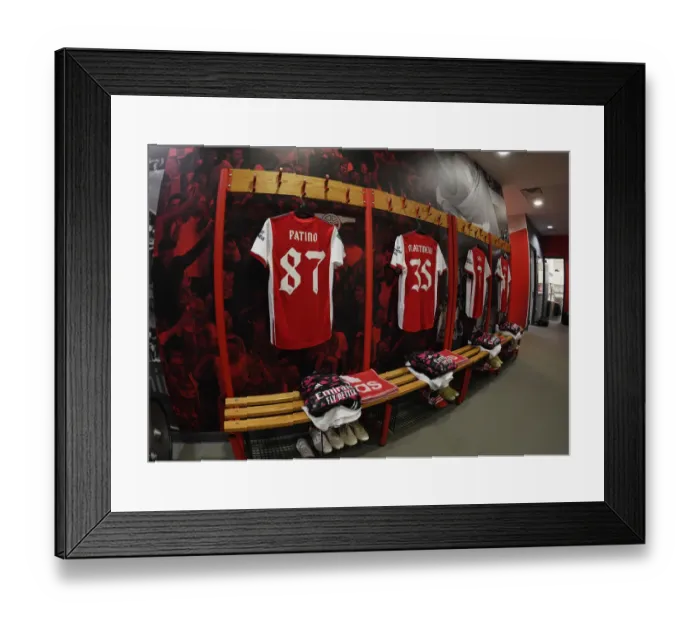 Framed Print : Arsenal Changing Room: Charlie Patino's Shirt Ready for Carabao Cup Quarterfinal Battle