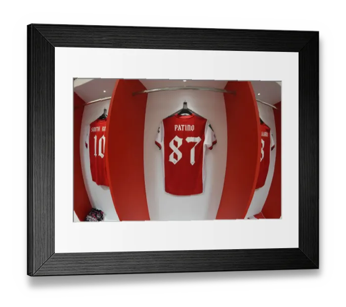 Framed Print : Arsenal Changing Room: Charlie Patino's Shirt Before Arsenal vs Sunderland Carabao Cup Quarterfinal