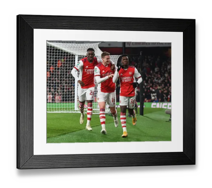Framed Print : Arsenal's Nketiah Scores Quarterfinal Goal Against Sunderland in Carabao Cup