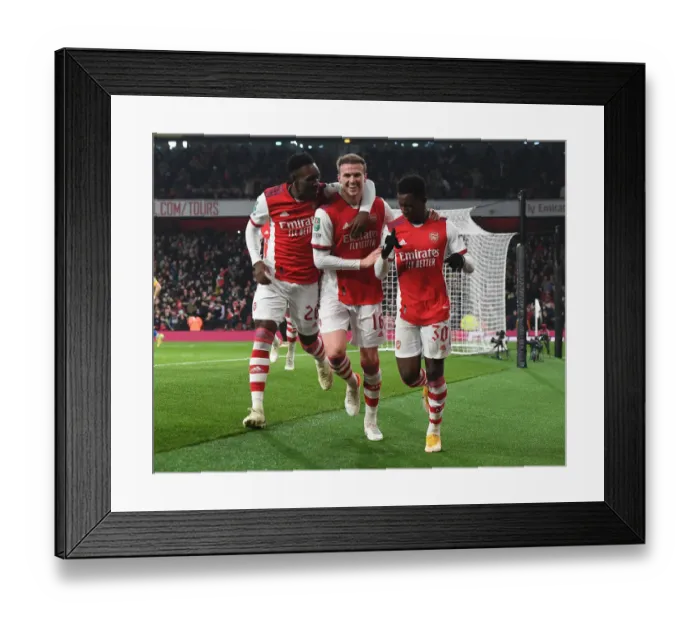 Framed Print : Arsenal Advance in Carabao Cup: Eddie Nketiah Scores in Quarterfinal Win Over Sunderland
