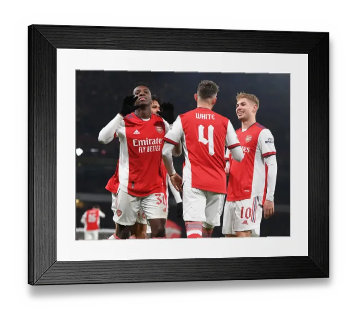 Framed Print : Arsenal Celebrate Eddie Nketiah's Goal vs Sunderland in Carabao Cup Quarterfinal