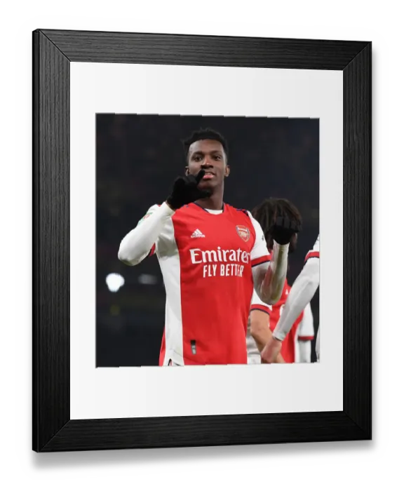 Framed Print : Eddie Nketiah Scores First Carabao Cup Quarterfinal Goal for Arsenal Against Sunderland