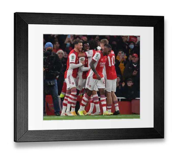 Framed Print : Arsenal Celebrate Eddie Nketiah's Goal: Carabao Cup Quarterfinal Victory over Sunderland