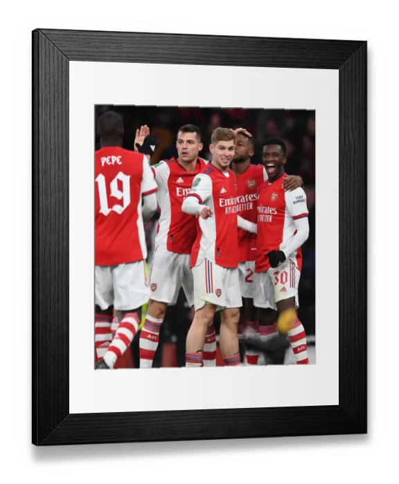 Framed Print : Arsenal's Eddie Nketiah Celebrates Goal Number 4 in Carabao Cup Quarterfinal Win Against Sunderland Framed Print : Arsenal's Eddie Nketiah Celebrates Goal Number 4 in Carabao Cup Quarterfinal Win Against Sunderland