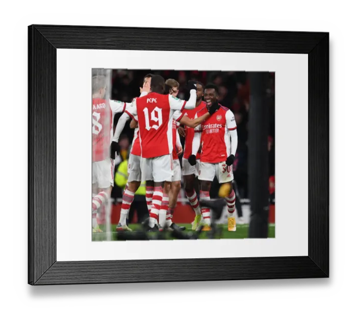 Framed Print : Arsenal's Eddie Nketiah Scores Hat-trick: Carabao Cup Quarterfinals Secured with 4-2 Win over Sunderland