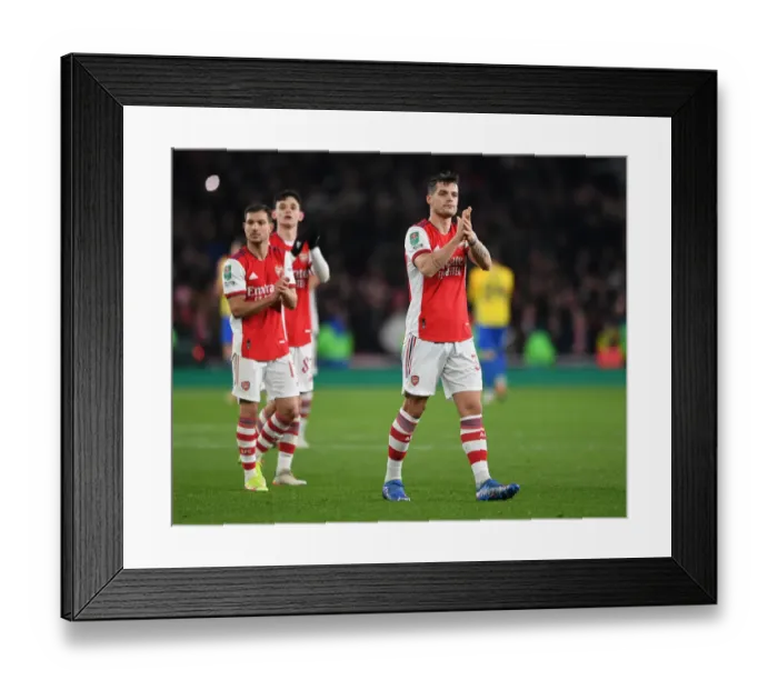 Framed Print : Granit Xhaka's Triumphant Celebration: Arsenal Reach Carabao Cup Semis Framed Print : Granit Xhaka's Triumphant Celebration: Arsenal Reach Carabao Cup Semis