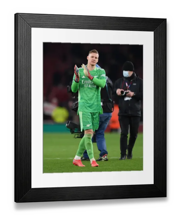 Framed Print : Arsenal Reach Carabao Cup Semis: Bernd Leno Celebrates with Arsenal Fans Framed Print : Arsenal Reach Carabao Cup Semis: Bernd Leno Celebrates with Arsenal Fans