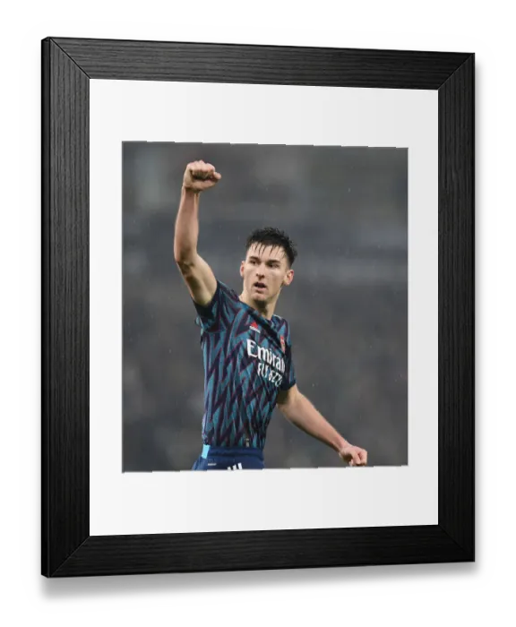 Framed Print : Arsenal's Kieran Tierney Scores Game-Winning Goal vs. Norwich in Premier League 2021-22
