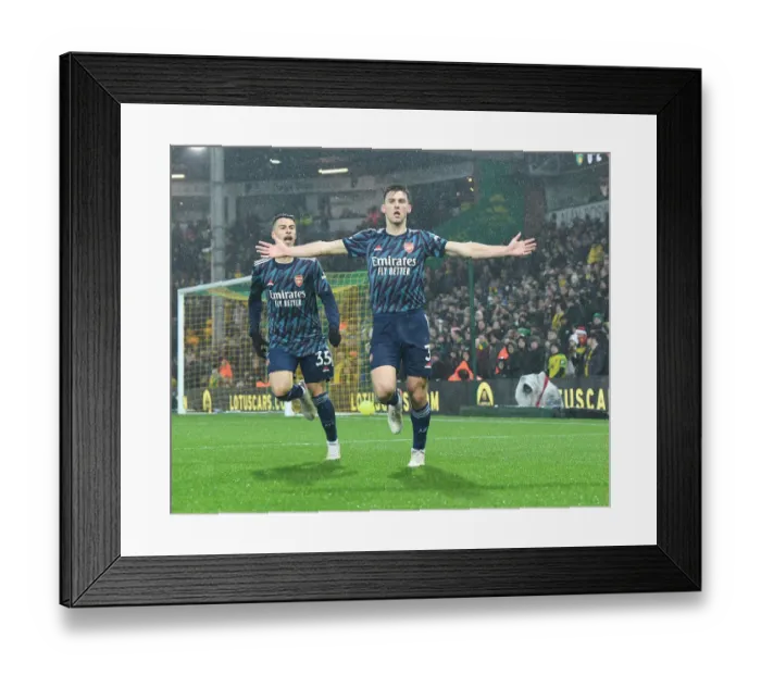 Framed Print : Tierney's Double: Arsenal Overpower Norwich in Premier League