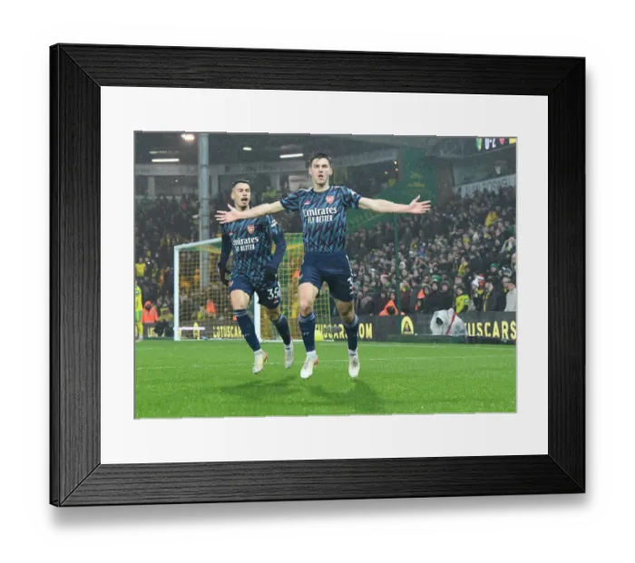 Framed Print : Kieran Tierney Scores the Decisive Goal: Arsenal Wins Against Norwich City in Premier League 2021-22 Framed Print : Kieran Tierney Scores the Decisive Goal: Arsenal Wins Against Norwich City in Premier League 2021-22