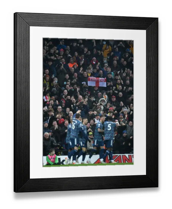 Framed Print : Arsenal Fans Ecstatic: First Goal Celebration vs Norwich City in Premier League 2021-22