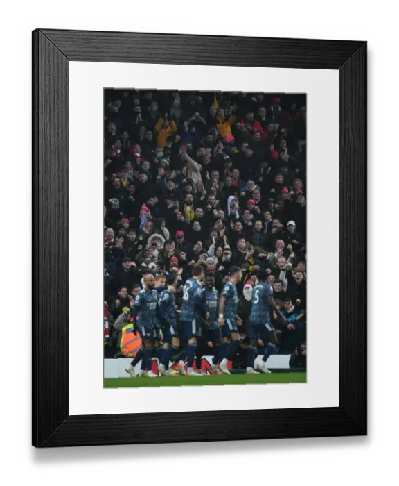 Framed Print : Arsenal Fans Celebrate First Goal Against Norwich City in Premier League Match, 2021-22