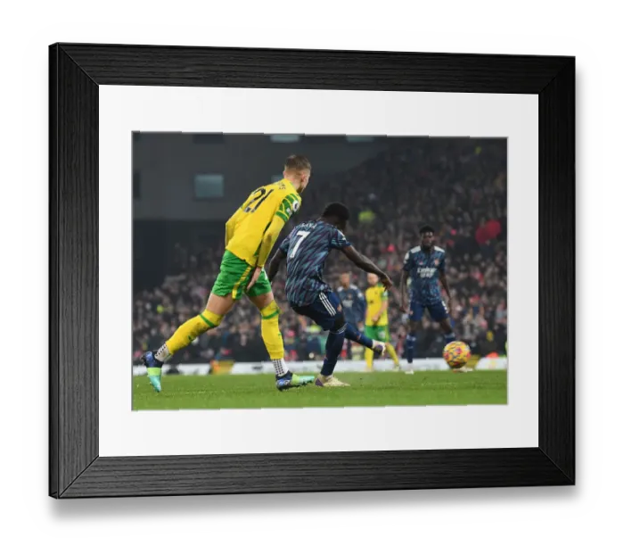 Framed Print : Bukayo Saka Scores Double: Norwich City vs Arsenal, Premier League 2021-22