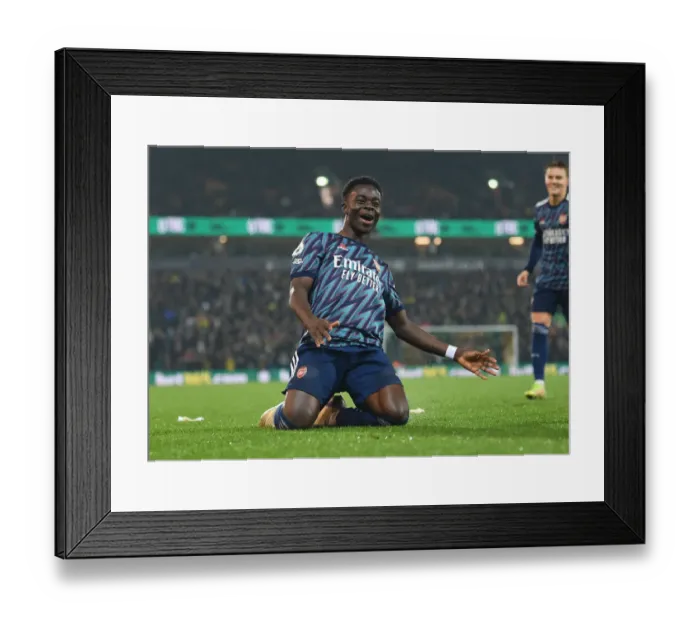 Framed Print : Saka's Thriller: Arsenal's Triumphant 3-1 Win over Norwich City (2021-22 Premier League)