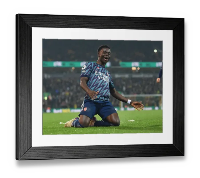 Framed Print : Saka Scores Double: Arsenal Triumphs over Norwich City in Premier League Clash Framed Print : Saka Scores Double: Arsenal Triumphs over Norwich City in Premier League Clash