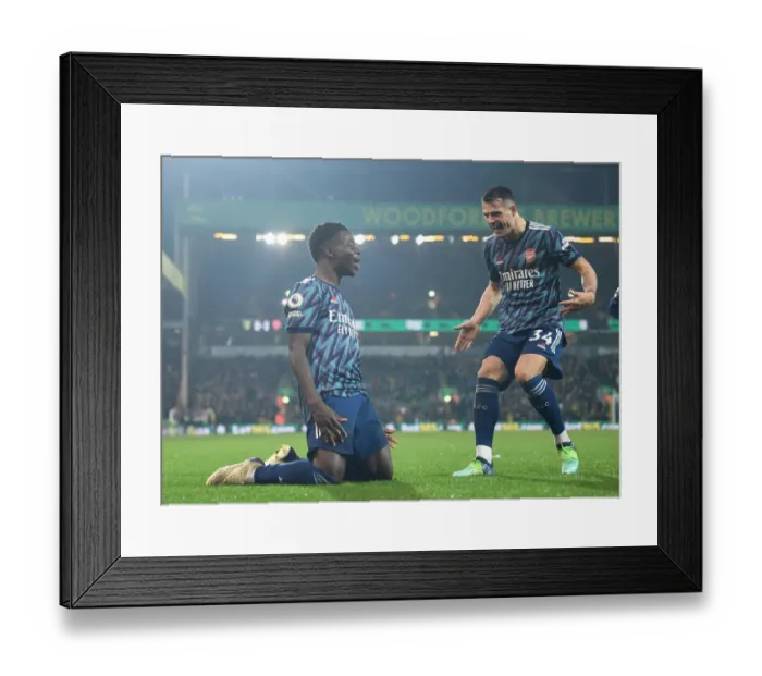 Framed Print : Saka and Xhaka Celebrate Arsenal's Triumph over Norwich City Framed Print : Saka and Xhaka Celebrate Arsenal's Triumph over Norwich City