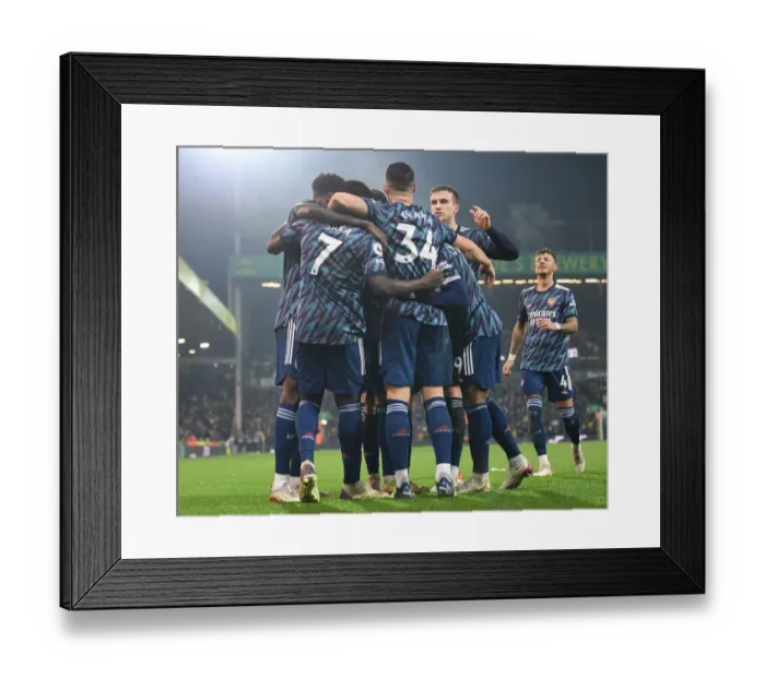 Framed Print : Saka Scores Double: Arsenal Triumph Over Norwich City in Premier League Clash