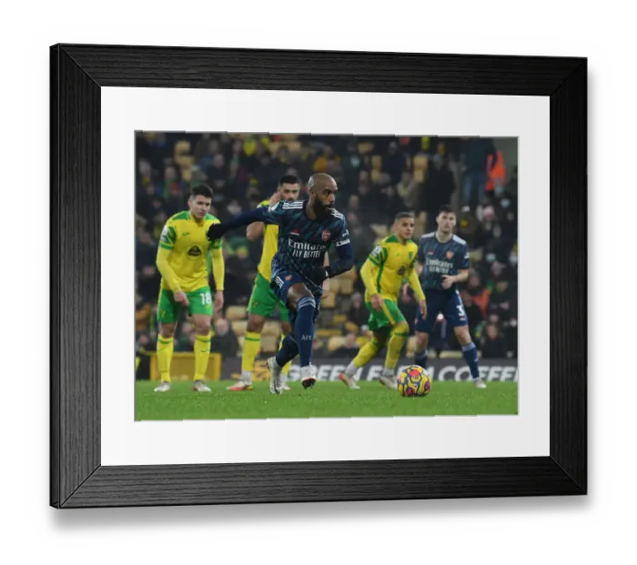 Framed Print : Alexandre Lacazette Scores Decisive Penalty: Norwich City 0-4 Arsenal, Premier League 2021-22