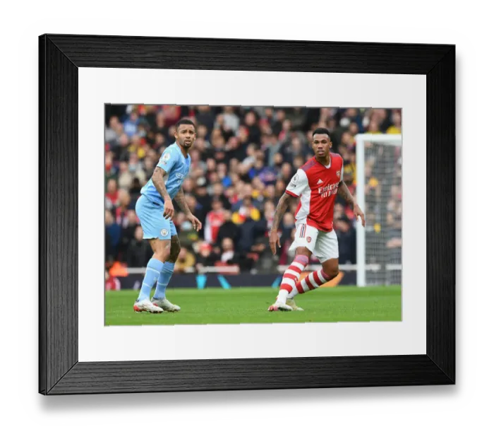 Framed Print : Intense Rivalry: Magalhaes vs Jesus - Arsenal vs Manchester City (Premier League 2021-22)