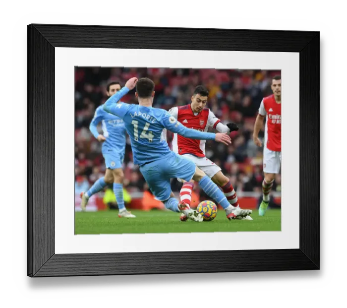 Framed Print : Martinelli vs Laporte: A Premier League Battle at Emirates Stadium - Arsenal vs Manchester City (2021-22) Framed Print : Martinelli vs Laporte: A Premier League Battle at Emirates Stadium - Arsenal vs Manchester City (2021-22)