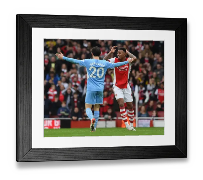 Framed Print : Arsenal's Gabriel Magalhaes Faces Manchester City in Premier League Clash (2021-22) Framed Print : Arsenal's Gabriel Magalhaes Faces Manchester City in Premier League Clash (2021-22)