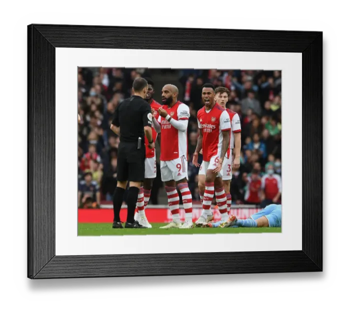 Framed Print : Arsenal's Gabriel Magalhaes Red-Carded in Intense Arsenal v Manchester City Clash (2021-22)