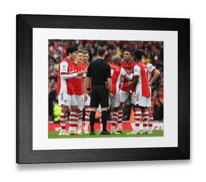 Framed Print : Gabriel Magalhaes Red Card Drama: Arsenal vs Manchester City (2021-22)