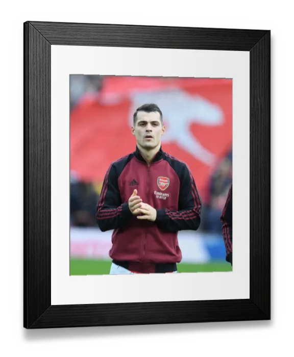 Framed Print : Granit Xhaka: Arsenal's Defensive Wall Against Manchester City (Arsenal v Manchester City 2021-22)