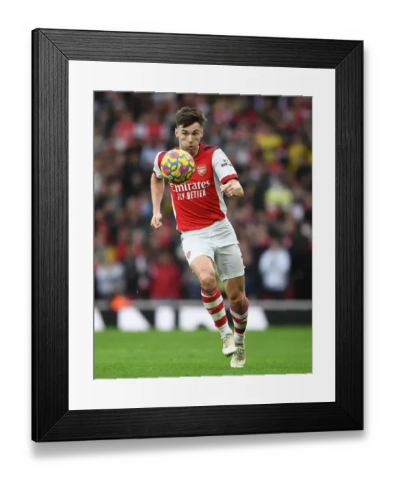 Framed Print : Arsenal's Kieran Tierney in Action Against Manchester City - Premier League 2021-22